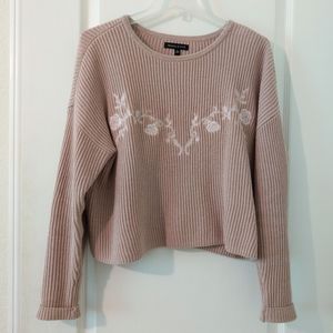 Kendall & Kylie Embroidered Rose Pullover Sweater